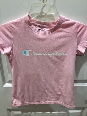 Champion Kids Pink Logo Short Sleeve Tee